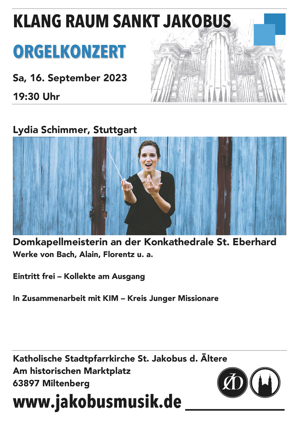 Plakat Orgelkonzert 16.9.2023 Lydia Schimmer