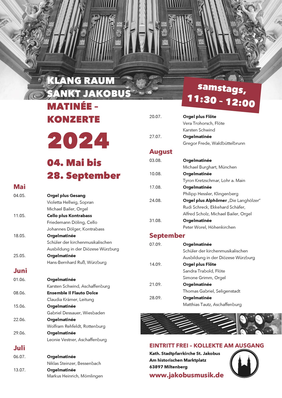 Klang Raum St. Jakobus Matinée-Konzerte 2024
